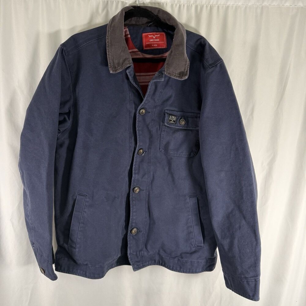 Kimes Ranch Jacket Men's XL Blue Textured Button Up Pocket 100% Cotton